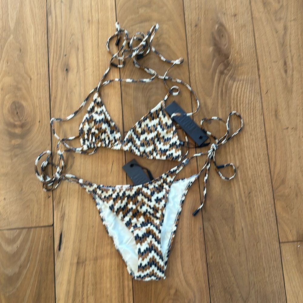Triangl Swimwear Brown and White Bikini